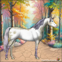 Horse Color:Watercolor Plaid Silver Amber Cream Champagne Dun Frame