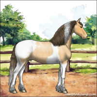 Horse Color:Buckskin Roan Tobiano Snowcap 