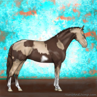 Horse Color:Chocolate Palomino Pearl Tobiano Frame  and Liver Chestnut Tobiano Frame 