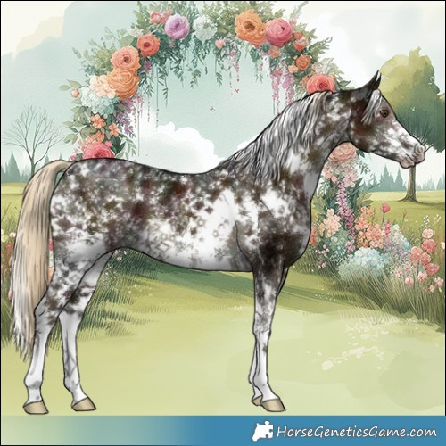 Horse Color:White Spotted Midnight Chocolate Palomino Mushroom Sabino 