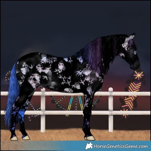 Horse Color:Void Watercolor White Spotted Bay Dun Tobiano 