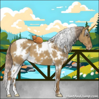 Horse Color:White Spotted Chocolate Palomino Dun Varnish 