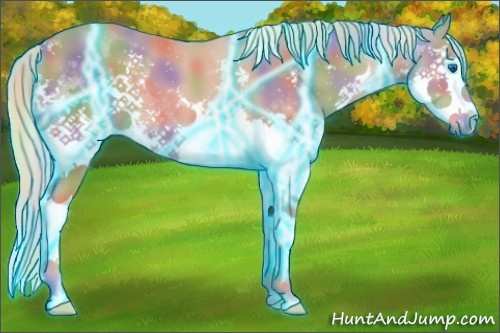 Horse Color:Nacre Thunderstruck Chestnut Sabino Splash