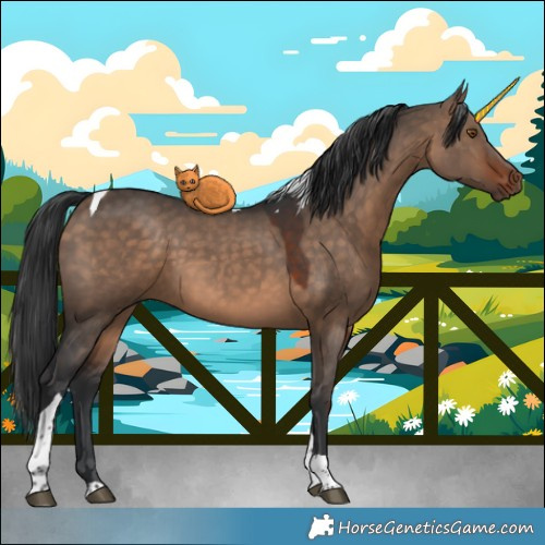 Horse Color:Brown Dun Tobiano 