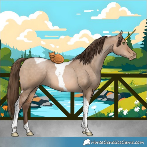Horse Color:Brown Pearl Dun Tobiano 