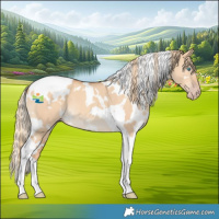 Horse Color:White Spotted Gold Champagne Dun Tobiano 
