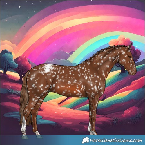 Horse Color:Chestnut Tobiano Snowflake Varnish