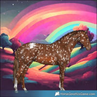 Horse Color:Chestnut Tobiano Snowflake Varnish