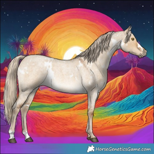 Horse Color:White Spotted Chocolate Palomino Roan Dun 