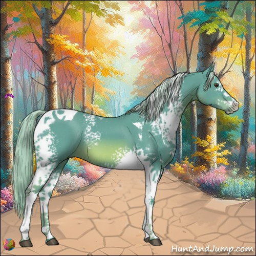 Horse Color:Watercolor White Spotted Chocolate Palomino Tobiano 