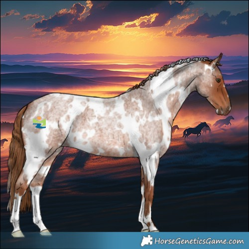 Horse Color:White Spotted Red Roan 
