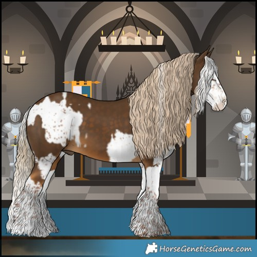 Horse Color:Liver Red Dun Sabino Splash Brindle  and Chocolate Palomino Splash 