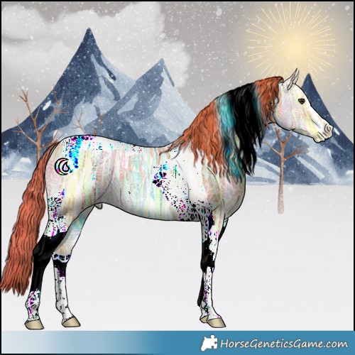 Horse Color:Watercolor Chestnut Ice Tobiano 