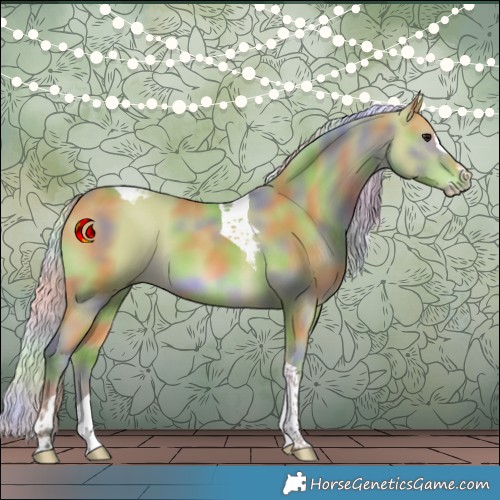 Horse Color:Nacre Watercolor Silver Bay Splash Tobiano 