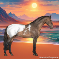 Horse Color:Brown Dun Near Fewspot Brindle 