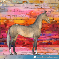 Horse Color:Silver Buckskin Dun Sabino Varnish Brindle 