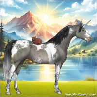 Horse Color:Grullo Ice Sabino Tobiano Brindle 