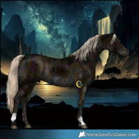 Horse Color:Midnight Liver Chestnut Ice Mushroom  and Midnight Chocolate Palomino Ice Mushroom Rabicano 
