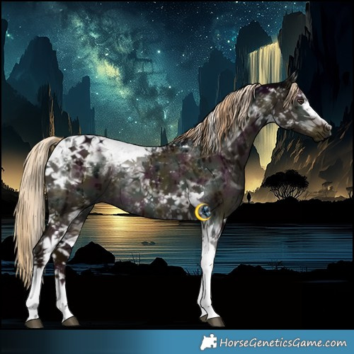 Horse Color:White Spotted Midnight Liver Red Dun Tobiano Brindle