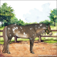 Horse Color:White Spotted Chocolate Palomino Roan