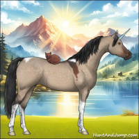 Horse Color:Brown Roan Dun Tobiano 