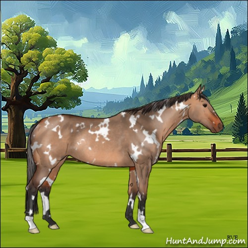 Horse Color:White Spotted Bay Dun Rabicano