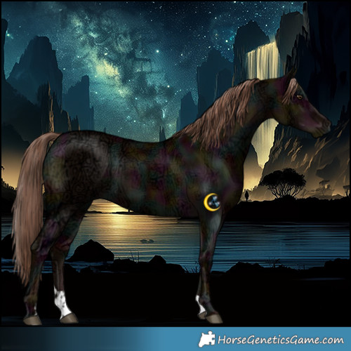 Horse Color:Midnight Liver Red Dun Ice Brindle 