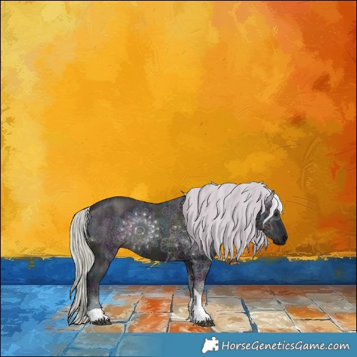 Horse Color:Watercolor Midnight Silver Brown Ice Dun Tobiano 