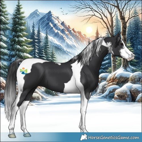 Horse Color:White Spotted Black Tobiano 