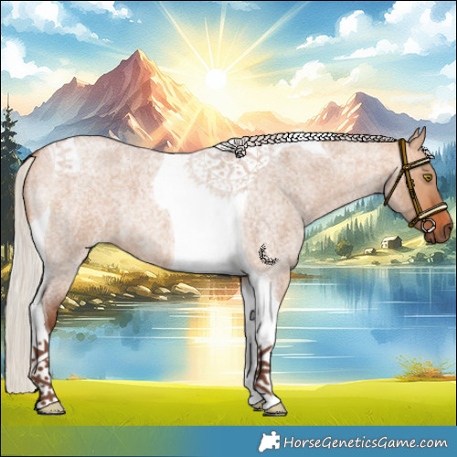 Horse Color:Silver Bay Roan Dun Tobiano