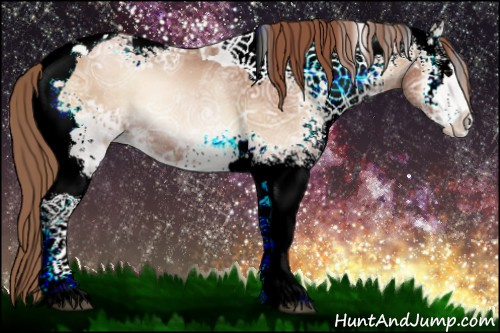 Horse Color:White Spotted Blue Onyx Ice Pearl Tobiano