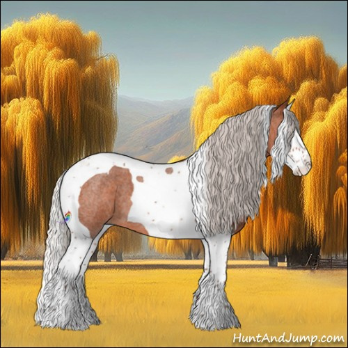 Horse Color:Silver Brown Roan Splash Tobiano 