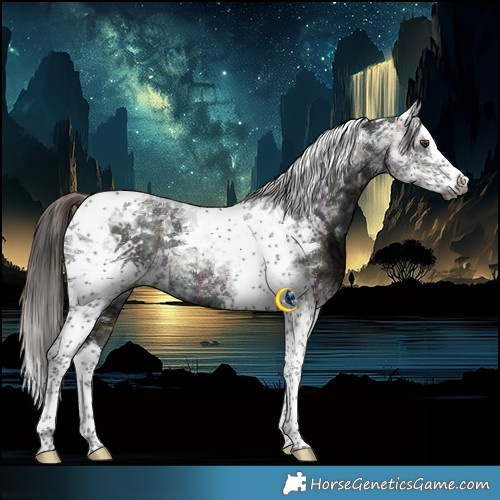 Horse Color:Gray Midnight Liver Red Dun Ice Splash Tobiano 