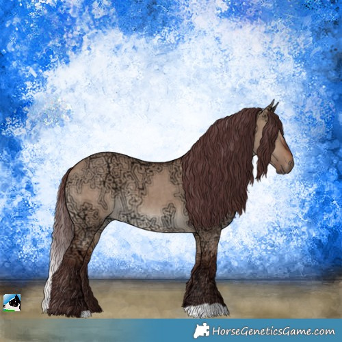 Horse Color:Chocolate Bay Ice Dun Rabicano 