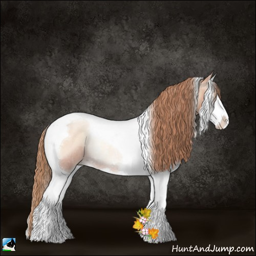 Horse Color:Gold Champagne Pearl Onyx Splash Tobiano Rabicano 