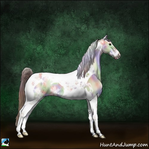 Horse Color:Nacre Red Dun Ice Onyx Tobiano 