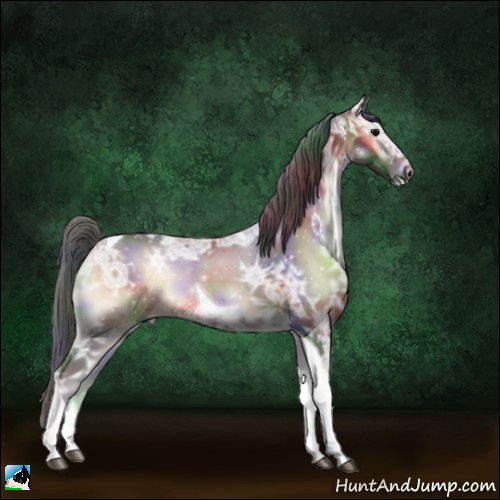 Horse Color:Nacre Bay Ice Onyx Sabino Tobiano 