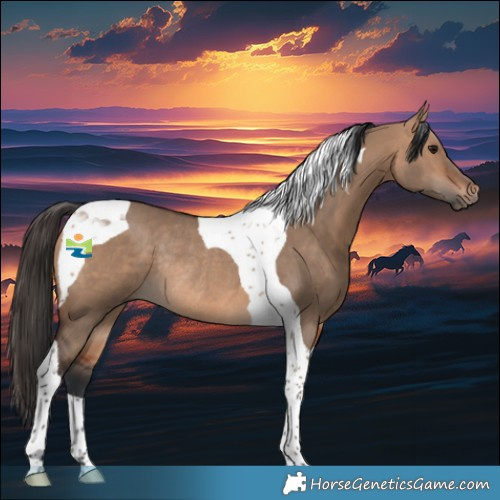 Horse Color:Bay Dun Tobiano Rabicano 