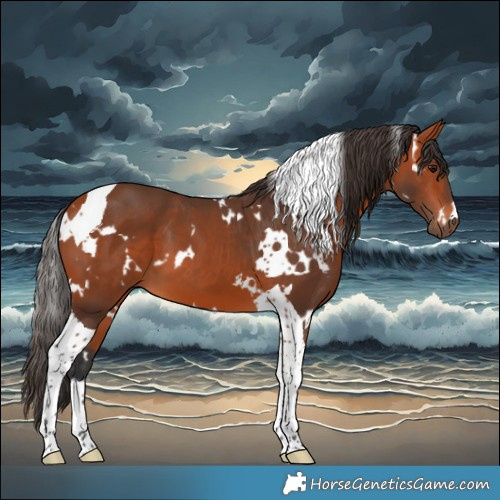 Horse Color:White Spotted Bay Tobiano