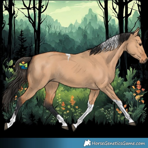 Horse Color:Bay Dun Tobiano Rabicano 