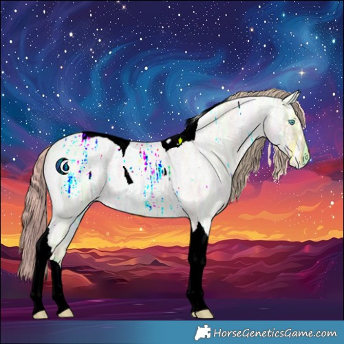Horse Color:Watercolor Perlino Ice Roan Tobiano 