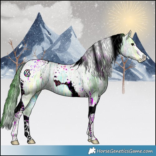 Horse Color:Watercolor Black Ice Tobiano 