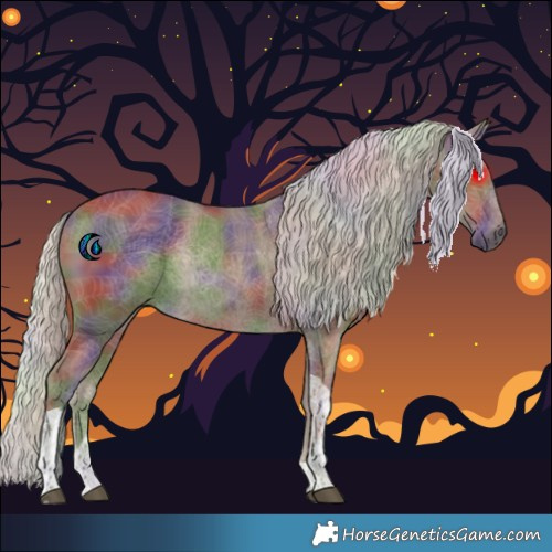 Horse Color:Nacre Silver Smoky Black Tobiano 