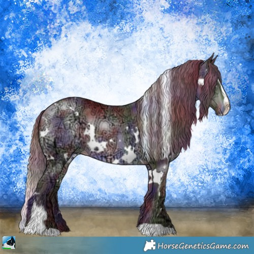 Horse Color:Nacre White Spotted Chocolate Brown Chinchilla Ice Sabino 