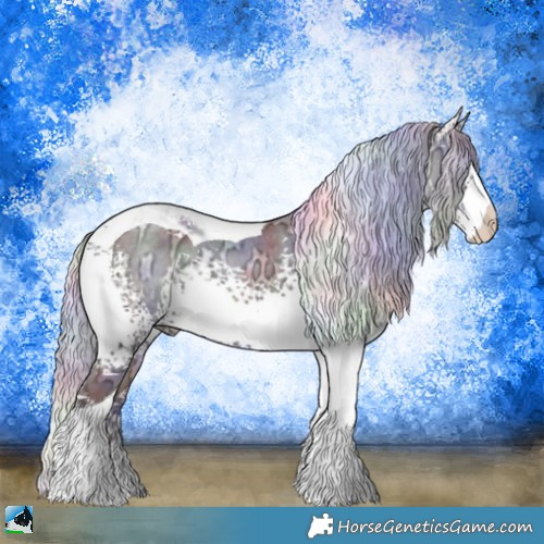 Horse Color:Nacre White Spotted Chocolate Silver Brown Chinchilla Ice Tobiano 