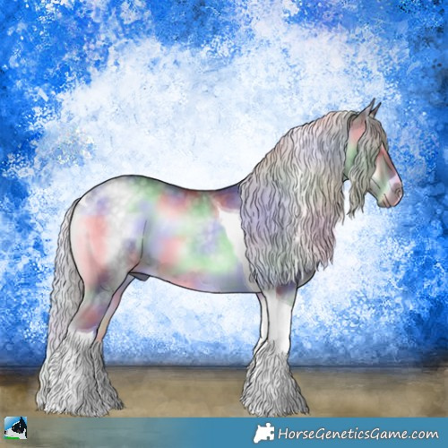 Horse Color:Nacre Silver Blue Onyx Chinchilla Tobiano 