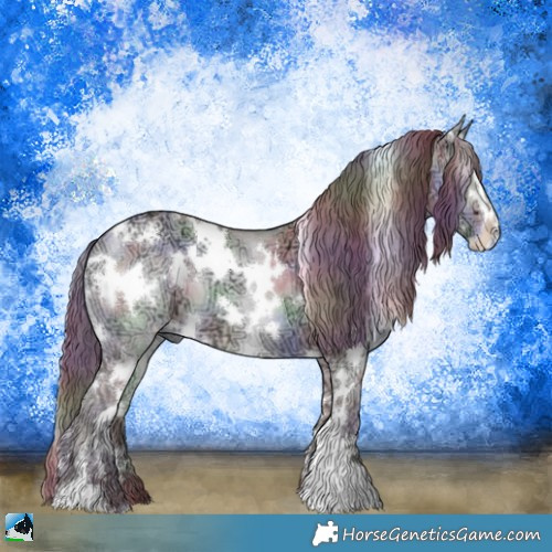 Horse Color:Nacre White Spotted Chocolate Bay Chinchilla Ice Dun Sabino 