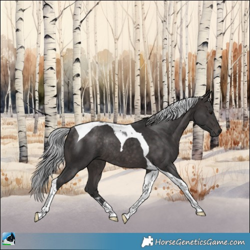 Horse Color:Platinum Silver Brown Tobiano Rabicano