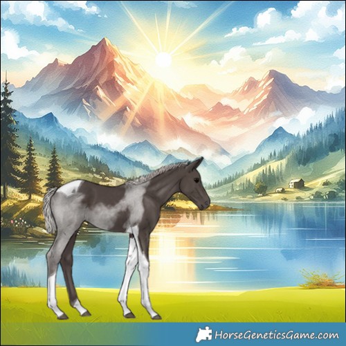 Horse Color:Silver Black Tobiano 