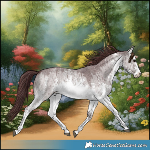 Horse Color:Platinum White Spotted Chocolate Brown Dun Sabino Brindle 